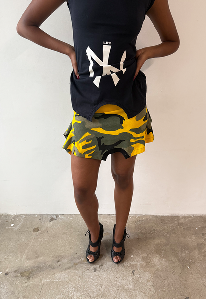 Yellow Camo Mini T-Skirt - Size S