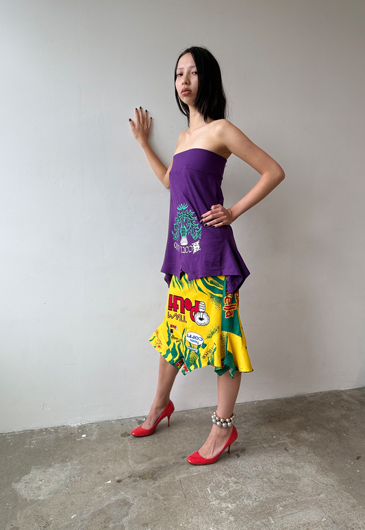 Yellow/Green Stripe Racer Skirt - Size S
