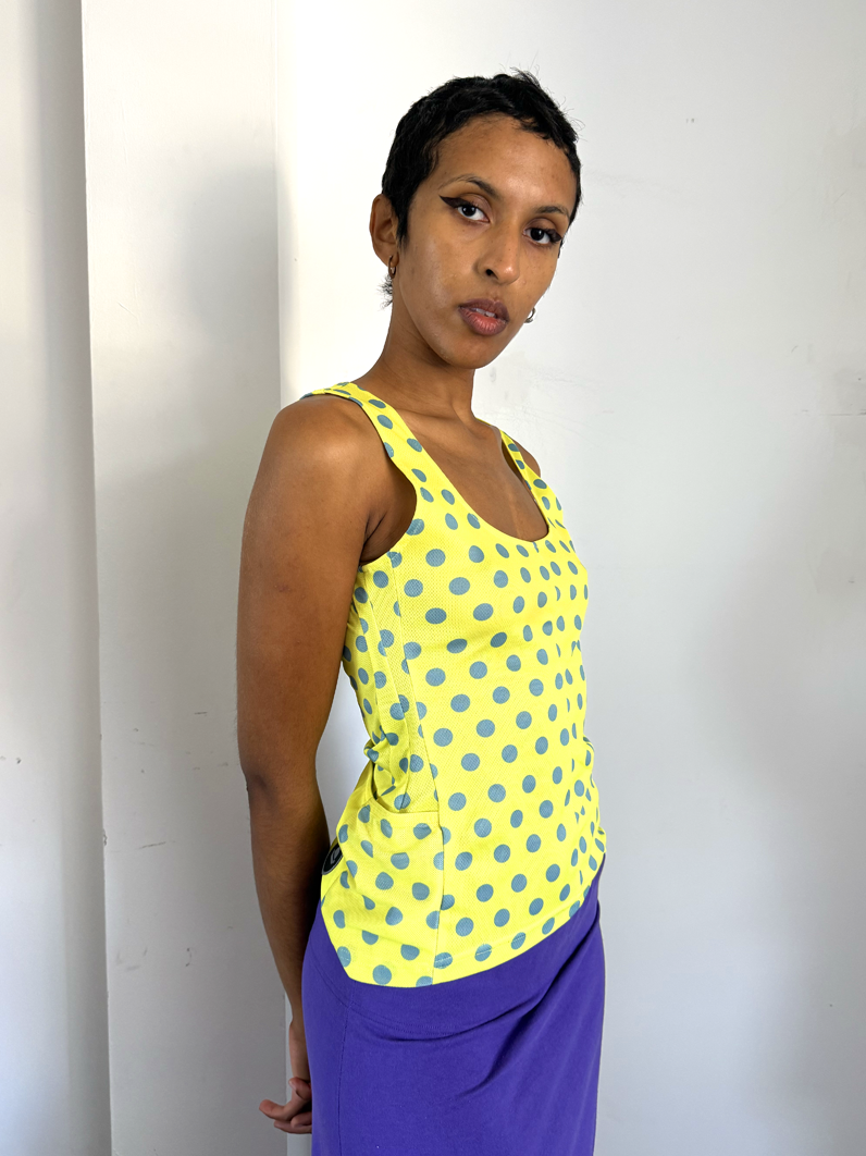 Yellow Polkadot Racer Vest - Size M