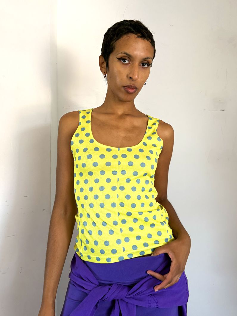 Yellow Polkadot Racer Vest - Size M